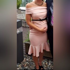 PinkBlush pink off the shoulders fitted maternity dress